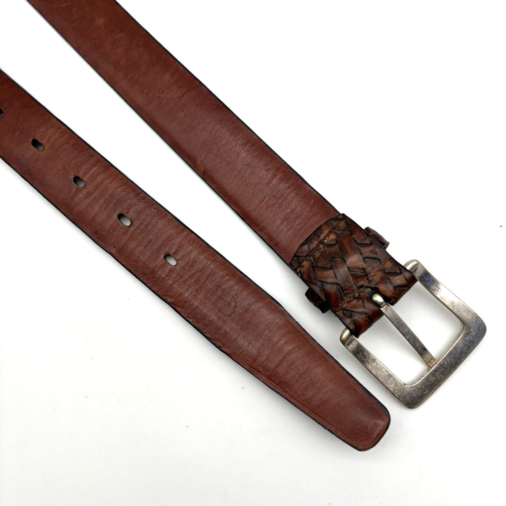 1970s Harris Prestige Brown Basketweave Leather Dress Belt 36 Handcrafted in USA - Picture 11 of 13